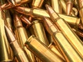 Bullets .223 brass 5.56 caliber ammo for AR 15 rifle Royalty Free Stock Photo