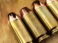 Bullets 40 .40 caliber smith and wesson winchester brass for handgun firearm Royalty Free Stock Photo