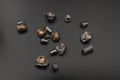 Bullets deformated after shot on black background Royalty Free Stock Photo