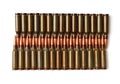 Bullets for firearms, live military cartridges on a white background Royalty Free Stock Photo