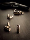 Bullets and handgun