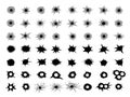 Bullets holes. Cracked dots from gunshot shooting area recent vector silhouettes collection