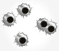 Bullets holes on white background