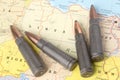 Bullets on the map of Libya