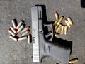 Bullets 9mm 40 caliber close up Royalty Free Stock Photo