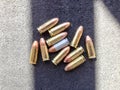 Bullets 9mm 40 caliber close up Royalty Free Stock Photo