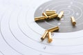 Bullets on paper target for shooting practice Royalty Free Stock Photo