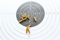 Bullets on paper target for shooting practice