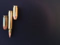 Bullets for rifle handgun pistol firearm closeup