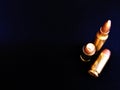 Bullets for rifle handgun pistol firearm closeup Royalty Free Stock Photo