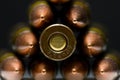 Bullets stack over dark background Royalty Free Stock Photo