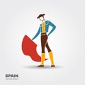 Bullfight, matador. Flat stylized icon