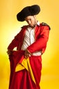 Bullfighter courage red yellow humor spanish color Royalty Free Stock Photo