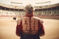 Bullfighter old woman bull. Generate Ai