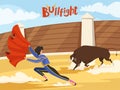 Bullfighting background. Spain traditional performance with matador and bull. Dance of the death Royalty Free Stock Photo
