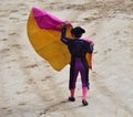 Bullfighting in spain with big bull Royalty Free Stock Photo