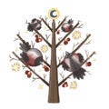 Bullfinch on a tree