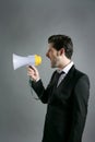 Bullhorn businessman megaphone profile shouting Royalty Free Stock Photo