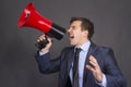 Bullhorn businessman megaphone profile shouting Royalty Free Stock Photo