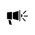 Bullhorn megaphone, hiring requirements symbol flat black line icon, Vector Illustration