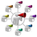 Bullhorn People Spreading the Word Royalty Free Stock Photo