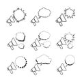 Bullhorns or megaphones vector icons
