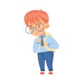 Bullied Boy with Backpack Standing Suffering from Mockery and Sneer at School Vector Illustration Royalty Free Stock Photo