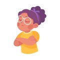 Bullied Girl with Folded Arms and Sad Face Suffering from Mockery and Sneer Vector Illustration