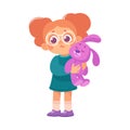 Bullied Girl with Toy Suffering from Mockery and Sneer Vector Illustration