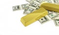 Bullions and dollars Royalty Free Stock Photo