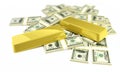 Bullions and dollars Royalty Free Stock Photo