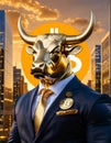 Bullish Finance Icon Over City