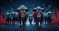 Bullish Market - A herd of bulls charging forward