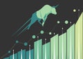 Bullish Market Trend. Stock bar charts are rising up like a bull.
