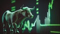 Bullish symbols on stock market illustration. Forex or commodity charts, on abstract background. The symbol of bull