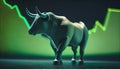 Bullish symbols on stock market illustration. Forex or commodity charts, on abstract background. The symbol of bull