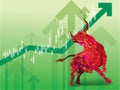 Bullish symbols on stock market vector illustration. vector Fore Royalty Free Stock Photo