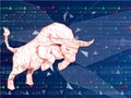 Bullish symbols on stock market vector illustration. vector Fore Royalty Free Stock Photo