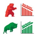 Bullish Vs bearish trend. Stock market concept Vector illustration