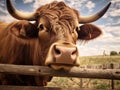 Bullock looking over fence