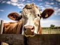 Bullock looking over fence