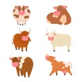 Bulls cows farm animal character vector illustration cattle mammal nature wild beef agriculture. Royalty Free Stock Photo