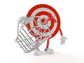 Bulls eye character holding shopping basket Royalty Free Stock Photo