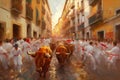 Bulls festival tradition painting. Generate ai Royalty Free Stock Photo