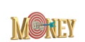 Bullseye with dart and dollars money logo over white background 3D illustration