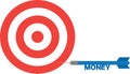 Bullseye with dart with text money. Side