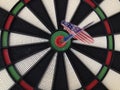 Bullseye darts dartboard with american flag Royalty Free Stock Photo