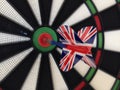 Bullseye darts dartboard with britain flag Royalty Free Stock Photo