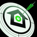 Bullseye House Target Means Aiming For Best Property Or Investment House 3d Illustration
