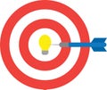 Bullseye with light bulb and dart. Center